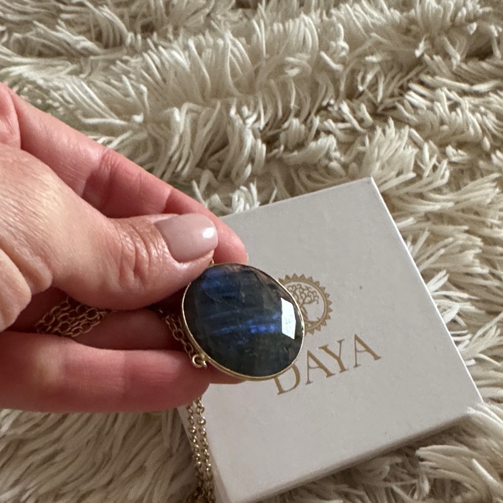 DAYA jewelry *limited edition blue fire labradorite necklace in brass